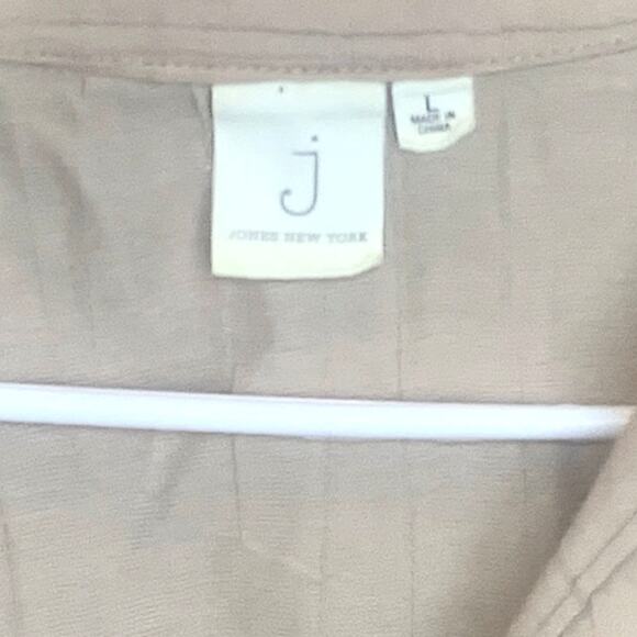 Minimalist Lagenlook Top Button Up Large Tan Jones New York Sheer Long Sleeves - Picture 2 of 8